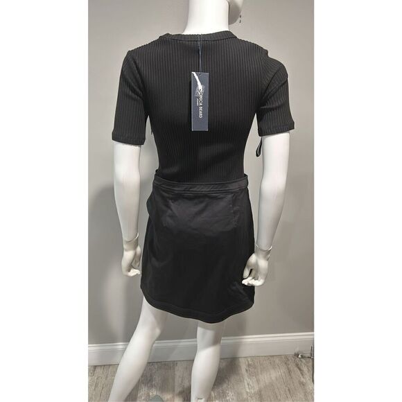 Veronica Beard Valerio Black Stretch Cotton Wrap-Effect Minidress Size Smalll - Picture 10 of 12